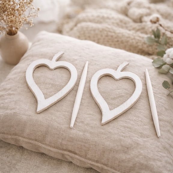 Evideco French Home Goods Fjord Heart White Curtain Tiebacks 2 Count