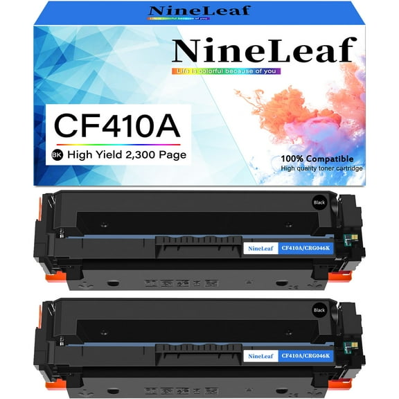 NineLeaf Compatible Toner Cartridge Replacement for HP 410A CF410A works on Color Laser Jet Pro M452dn M452dw M452nw MFP M477fdw M477fdn M477fnw M377dw Printer (Black,2 Pack)