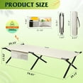 thumbnail image 3 of Camping Cot, Portable Folding Cots for Sleeping with Carry Bag, Outdoor Camping Bed for Adults with Side Pocket, Support 300 Lbs, Silver Greige, 3 of 14