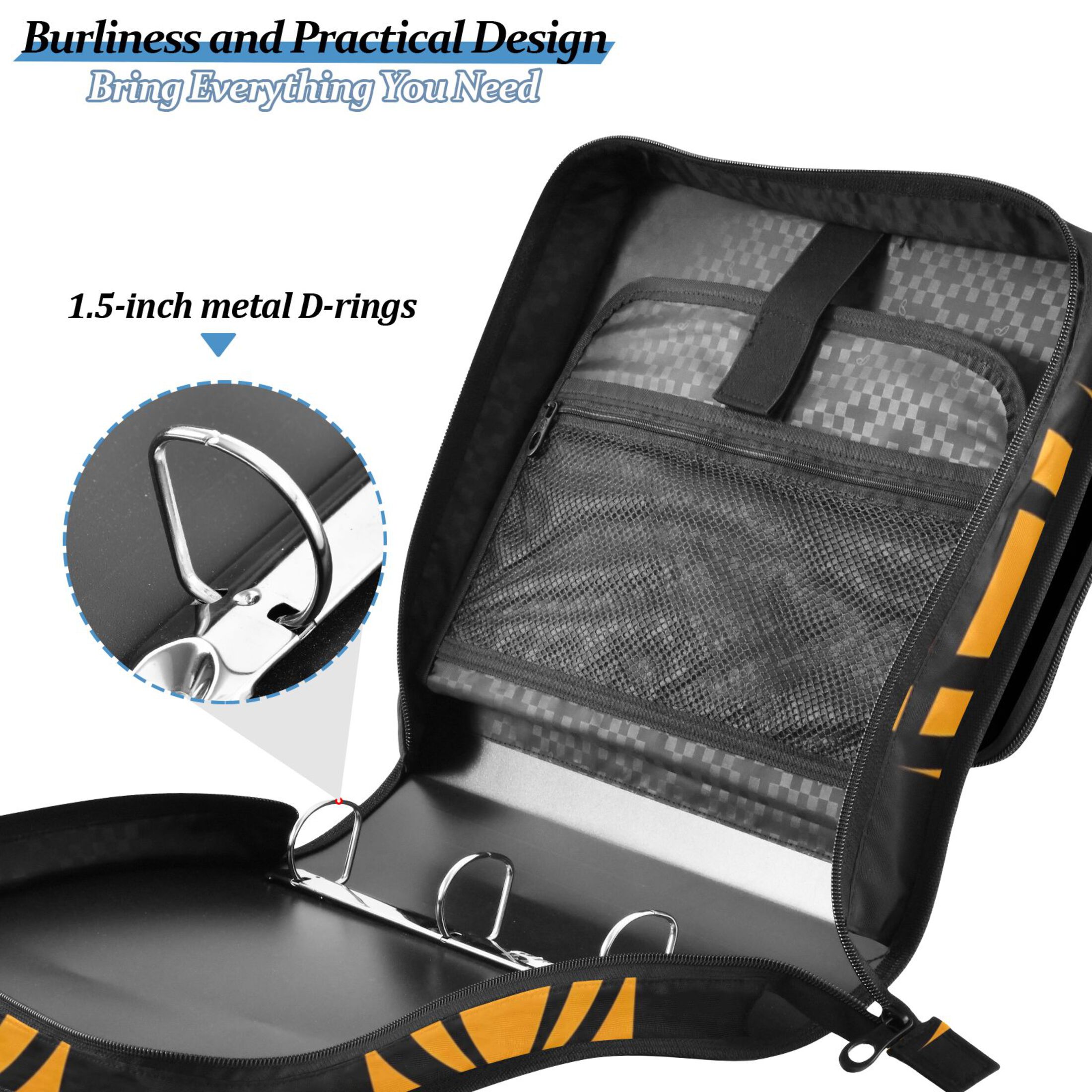 ALAZA Zipper Binder Basketballs in Checkered 3 Ring Trapper Keeper File Folder Organizer Bag