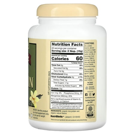 Nutribiotic - Organic Vegan Rice Protein Vanilla - 1.5 lbs.