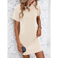 thumbnail image 6 of Summer Fashion Women's Long Dress Casual Contrast Color Twisted Short Sleeve Pocket Dress, 6 of 7