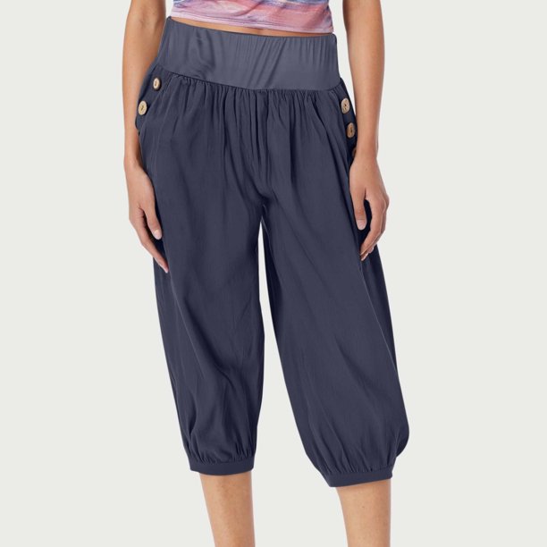 WILLBEST Vestido Largo Pantalones Casuales Capri De Pierna Corsé De Color Sólido Para Mujer