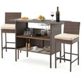 thumbnail image 4 of AVAWING Outdoor Collection 47" Rattan Wicker Rectangular Patio Bar Table, Brown (3 Piece Set), 4 of 8