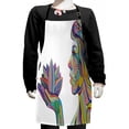 thumbnail image 1 of Colorful Kids Apron, Woman with Blooming Flower with Ornamental Stripes Lines Design, Boys Girls Apron Bib with Adjustable Ties for Cooking Baking Painting, Multicolor, by Ambesonne, 1 of 2