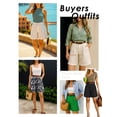 thumbnail image 5 of Airmenty Bermuda Shorts for Women Dressy Casual Elastic High Waisted Wide Leg Shorts for Summer with Pockets S-2XL, 5 of 8