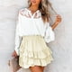 thumbnail image 3 of Pantalones cortos Aoudery Flowy para mujer de cintura alta beige - XS, 3 of 3