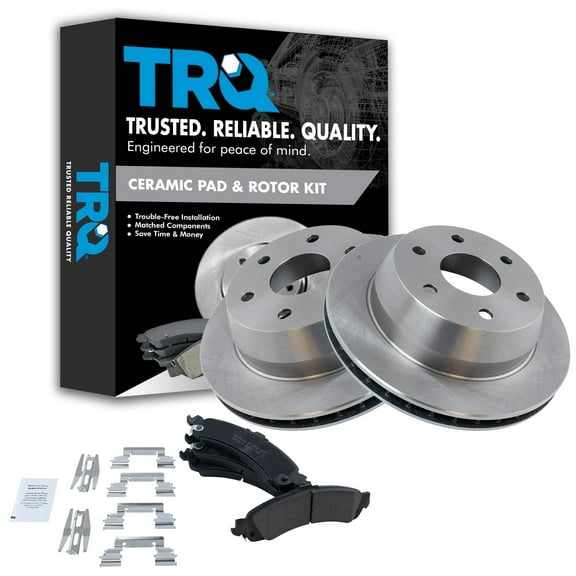 TRQ Rear Brake Rotor & Premium Posi Ceramic Pad Set Kit Fits Select Chevy GMC Truck