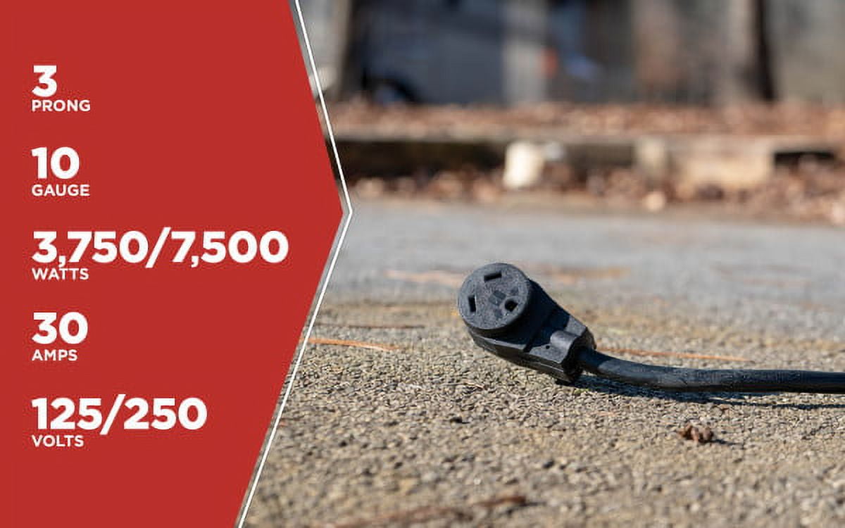 Road Power 65039601 25' 10/3 30-Amp Extension, Heavy Duty, Weather Resistant RV and Marine Boat Power Cord Suitable for Mobile Homes and Recreational Areas, Black