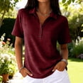 thumbnail image 5 of Dwellite Women's Polo Shirts Short Sleeve Waffle T-Shirt Summer Casual Tennis Work Athletic Tops Wine L, 5 of 5