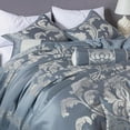thumbnail image 4 of Chezmoi Collection Royal Luxury Jacquard Floral Comforter Set, California King, Grayish Blue/Gray, 7-Piece, 4 of 9