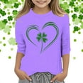 thumbnail image 2 of CONZONE St. Patrick'S Day Toddler Baby Girls T Shirts 3/4 Sleeve Fashion Clover Graphic Tee Shirt for Girls Crew Neck Soft Loose Childrens Spring Tops, 2 of 4