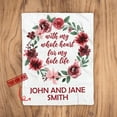 thumbnail image 2 of Personalized Wedding Blanket with Names – Custom Anniversary Gift for Couples, Floral Print Throw Blanket Gift For Valentine Wedding Anniversary - Fleece-50x60, 2 of 4