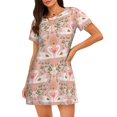 thumbnail image 4 of Salouo Swan Couple Print Short Sleeve Sleepshirt for Womens Comfy Nightgown Scoopneck Cute Nightdress Ruffle -X-Large, 4 of 7