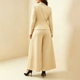 thumbnail image 6 of BODOAO Women's Dressy Pant Suit Mesh Sheer Sleeve Ruffle Blazer and Wide Leg Pants Set, Casual Work Office Business Party Matching Pantsuit Outfit for Meetings and Events Beige L, 6 of 7