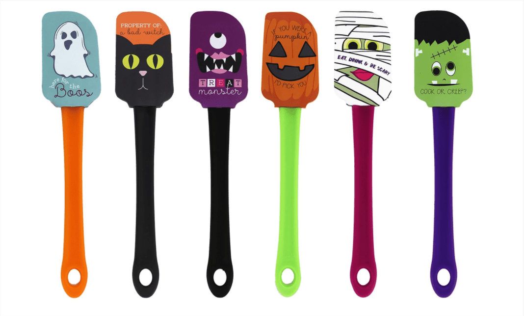 New Halloween FAB-BOO-LOUS  Silicone Spoonula Spoon Utensil  with Wood Handle 