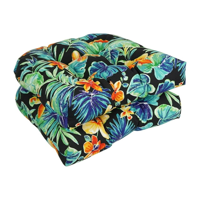 Blazing Needles Outdoor Rounded Back Chair Cushion, 19" x 19", Beachcrest Caviar 2 Count