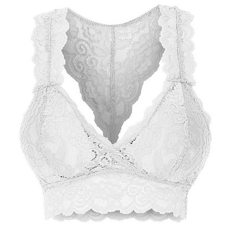 

Rumida Permeable Support Lace Bra with Firm Support Control and Comfort While Working Out White 2XL With Chest Pad