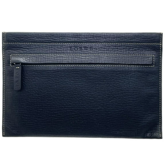 Pre-Owned LOEWE Flat Pouch HH-15599, Multi-Pouch, Embossed Leather, Black (Fair)