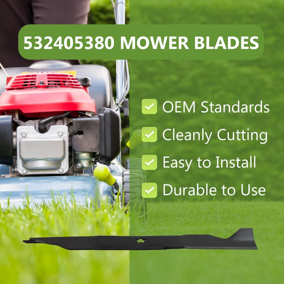 532405380 Lawn Mower Medium Lift Blade for  YTH20K46 YTH22V46 Craftsman YT3000 46 Inch Deck - Heavy Duty Blade Replaces 33266 403107 405380 532405380-2 Pack