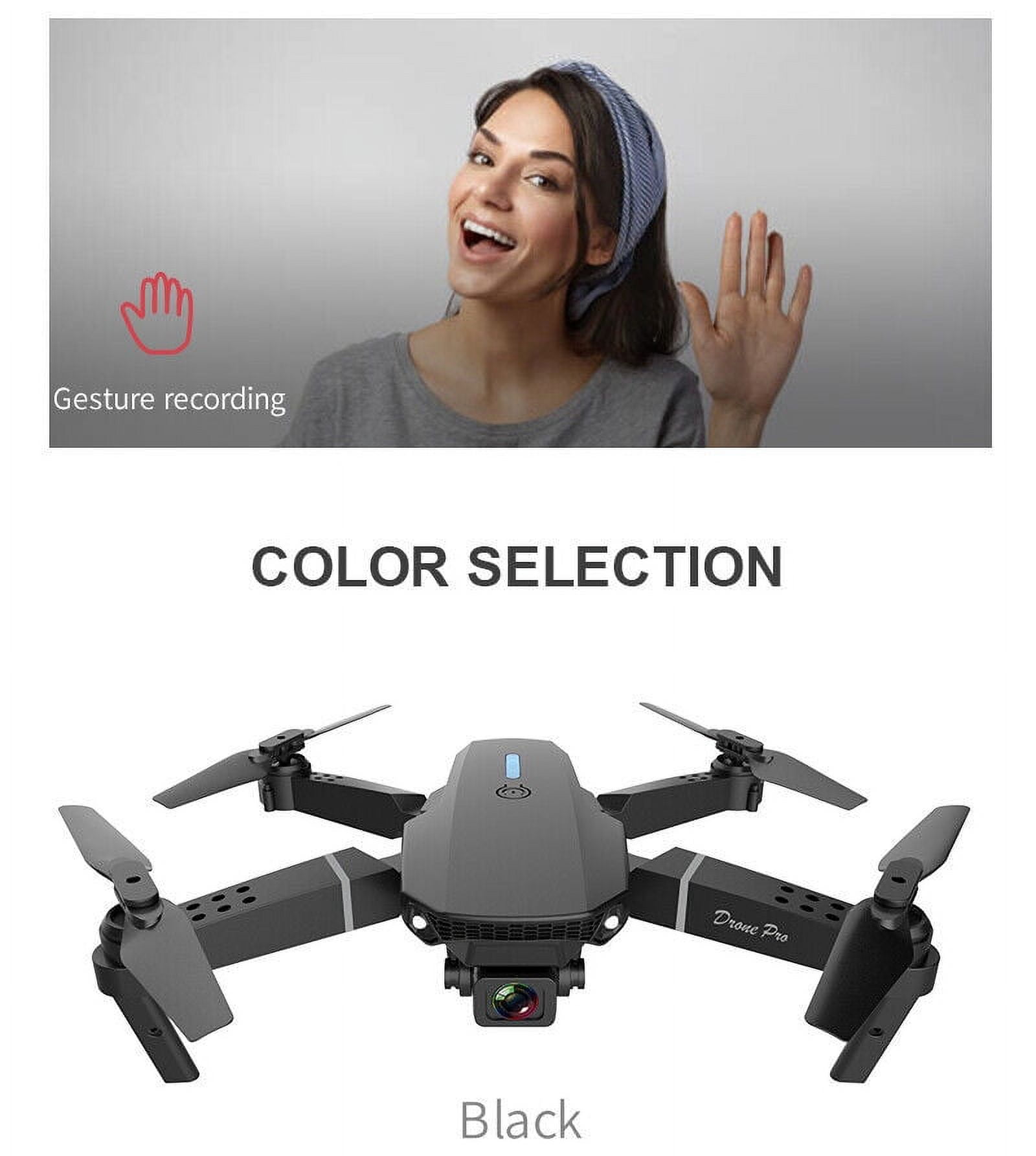 Elegant Choise RC Drone with Dual Camera 4K HD Wide Angle WiFi FPV Foldable Quadcopter +4 Battery, Black