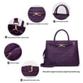 thumbnail image 4 of Woven Bag for Women Shoulder Purse: Vegan Leather Handbag - Handmade Tote Bag - Elegant Satchel Bag with Bowknot (Purple Color), 4 of 7