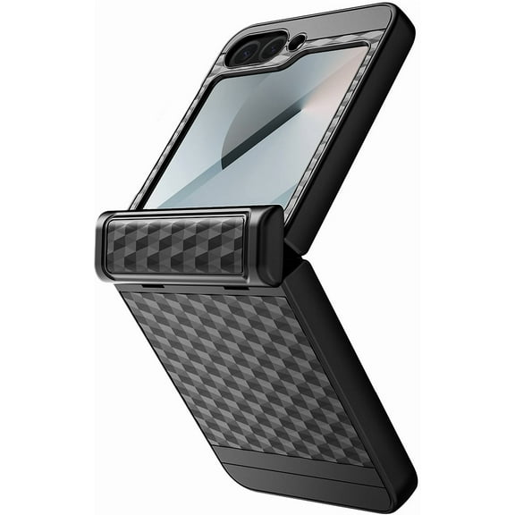 Nakedcellphone Sigma Rizz Series for Samsung Galaxy Z Flip 6 Case, Built-In Screen Protection, Hinge Cover for Z Flip6 5G Phone (2024, SM-F741U) - Black