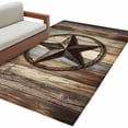 thumbnail image 2 of Rectangle Area Rugs 3 x 5 Ft, Western Texas Star Retro Non-Slip Residential Carpet, Rustic Farmhouse Wooden Brown Indoor Crawling Mats Runner Rugs for Living Room/Dining Room/Bedroom, 2 of 9
