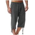 thumbnail image 3 of JPVDPA Cotton Linen 3/4 Pants for Mens Drawstring Elastic Waist Capri Pants Summer Comfy Quick Dry Pants Casual Lightweight Vacation Pants with Pockets Dark Gray XXXL, 3 of 8