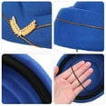thumbnail image 2 of BRIGHTFUFU Sombrero de azafata de aire para mujer Sombrero de asistente de vuelo de lana Gorra de azafata para disfraz Cosplay Interpretación musical - Talla M (azul real), 2 of 7