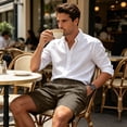 thumbnail image 6 of Wrtxtat Mens Casual Shorts Italian Style Adjustable Waist Front Button down Naples Shorts with Pockets Fashion Summer Beach Business Golf Shorts Coffee M, 6 of 8