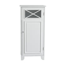 Teamson Home Dawson Freestanding Floor Storage Accent Cabinet with Decorative Glass Panel, White