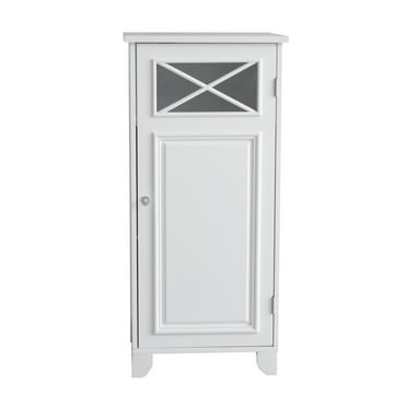 Teamson Home Dawson Freestanding Floor Storage Accent Cabinet with Decorative Glass Panel, White