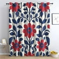 thumbnail image 2 of Red Floral Curtains, Blue Leaf Blackout Curtains, Rustic Botanical Curtains for Bedroom Living Room Decor, Thermal Insulated Grommet Drapes 42"W x 45"L (Pack of 2), 2 of 6