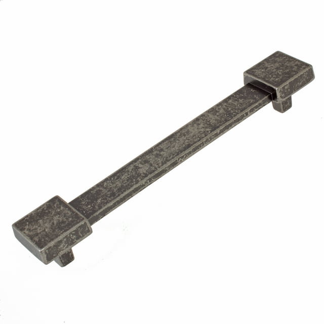 GlideRite 5 Inch Center Square Edge Pull Cabinet Hardware Handles, Weathered Nickel, Pack of 25