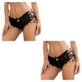 thumbnail image 4 of Minnieouse Pantalones cortos de mezclilla para mujer, ropa de actuación, Mini vaqueros deportivos para fiesta, pantalones casuales de cintura Negro METRO 2piezas, 4 of 6