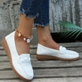 thumbnail image 4 of hopeusnice Women's Faux Leather Loafers Slip On Comfortable Flats Shoes Breathable Bowknot Buckle Low Heel Walking Driving Shoes White 41, 4 of 7