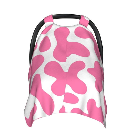 Car Seat Cover Baby - pink cow print cute Breathable Infant Car Seat Cover for Baby Carseat, Lightweight Comfort Baby Essentials Must Haves Newborn Stuff for Girl Boy