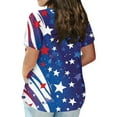 thumbnail image 3 of XADYUY Plus Size Women Red White and Blue Shirt American Flag Graphic Patriotic Tunic Tops Cute Crew Neck Short Sleeve Tshirt Going Out Independent Day Blouses,5XL Royal Blue, 3 of 5