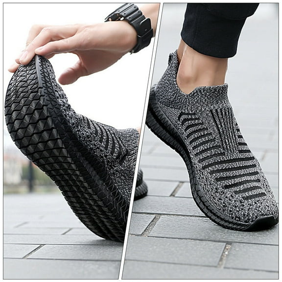 HOOWIFFY 1 Pair Grey Mesh Running Shoes with No Design, Skin Friendly Casual Athletic Footwear for Everyday Wear
