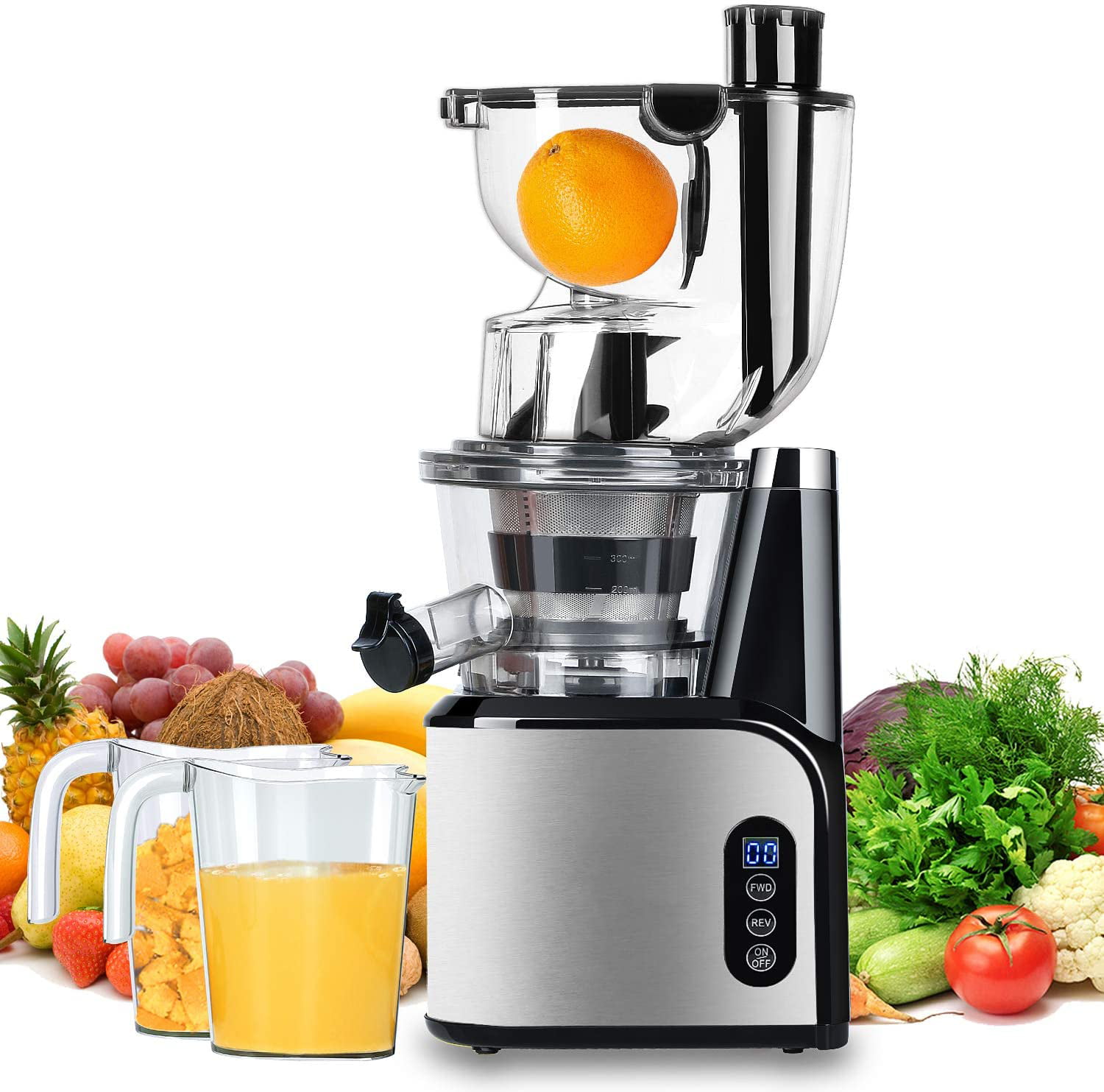 ROVKA High Nutrient and Vitamins Juice Extractor Gold Slow Masticating Juicer 3.15 Inches Wide Chute Cold Press Juicer for Fruit 
