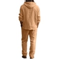 thumbnail image 7 of Babcutegg Mens Outfit Set Button Front Long Sleeve Hoodie and Pants Lightweight Casual Clothing 2-Piece Khaki Size XL, 7 of 7