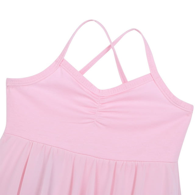 Xnihocha Robe de Danse Ballet Dos Croisé Solide pour Filles Enfants Costume de Danse Lyrique Moderne Rose 3TG