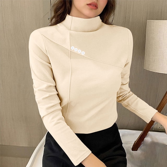 Tenue pour Femmes Chemise à Manches Longues Femme Hauts à Manches Longues pour Femmes Chic Décontracté Tunique pour Femme Hauts à Manches Longues pour Femmes Chemise à Manches Longues pour Femmes Haut pour Femme