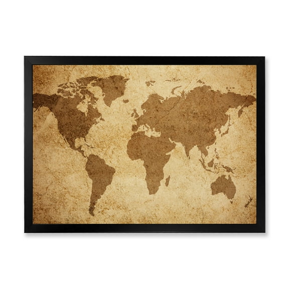 Designart 'Ancient World Map V' Vintage Framed Art Print