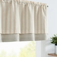 thumbnail image 5 of Curtainking Striped Valance Kitchen Valance for Windows Double Layer Curtains Light Filtering Flax Valance 50x18 inch Length Rod Pocket 1 Panel Taupe on Beige, 5 of 8