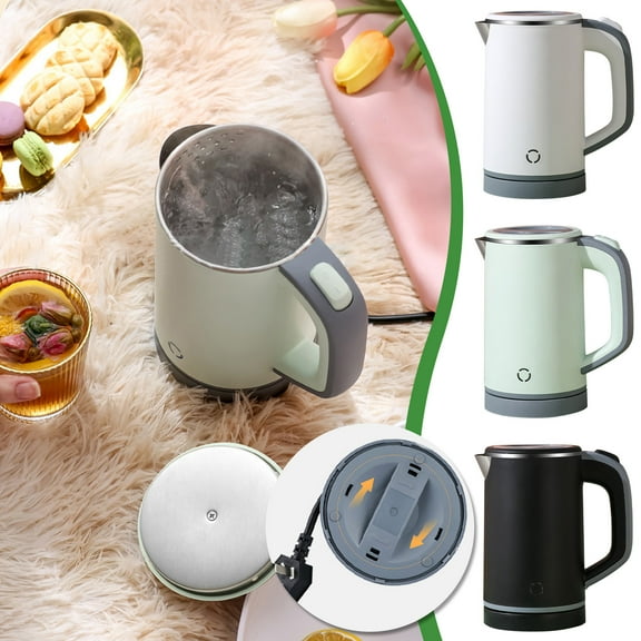 PPgejGEK Electric Kettle 0.8L Stainless Steel Water Heater with Auto Shut Off Dry Boil Protection 600W Fast Boiling for Tea Coffee Home Office Travel Use