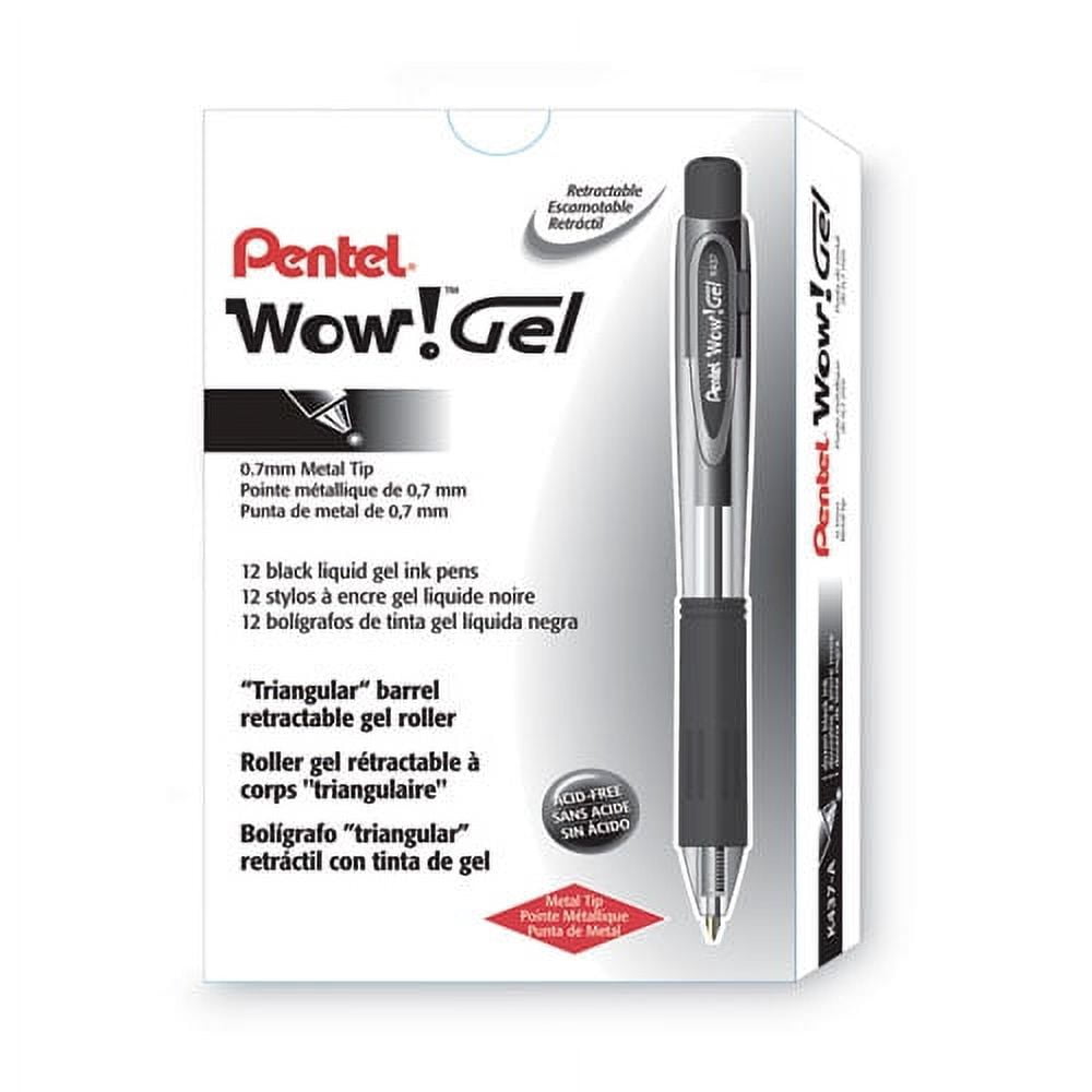 Wow! Gel Pen, Retractable, Medium 0.7 Mm, Black Ink, Clear/black Barrel, Dozen | Bundle of 5 Dozen