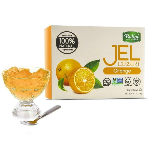 Bakol Jel Dessert All Natural Vegan Dessert Jell Orange Flavor 3oz (3 Pack)