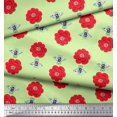 thumbnail image 3 of Soimoi Poly Crepe Fabric Floral & Bee Insects Fabric Prints by Yard 42 Inch Wide, 3 of 3